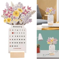 Desk Calender 2024 2024 Newest Creative Flower Desk Calendar 12 Monthly Calendar [Warner.sg]