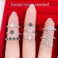 Small Clover Flower Ring 925 Silver Plated White Gold-Silver 925 Ring