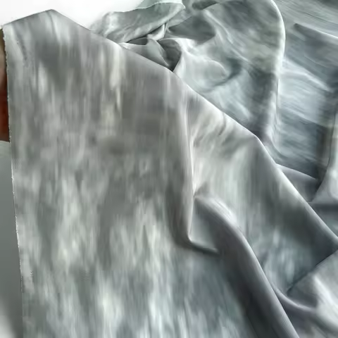 Tie Dye Light Ice Silk Gray White Shirt Dress Clothing Designer Fabric High Quality DIY Material Ali