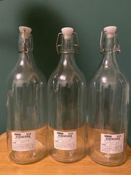 IKEA KORKEN 玻璃瓶 附蓋水瓶 1公升 透明玻璃 全新 （三個一組