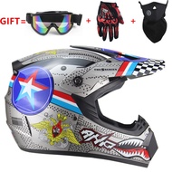 Adult ATV Dirt Bike Helmet with Goggles Gloves & Mask Adjustable Sun Visor Motorcycle Adult Helmet O