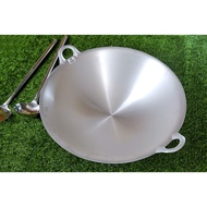 Aluminium Wok CAP UDANG Double Handle Polished White Aluminium Wok (Size 24/27/30'') KUALI KILAT ALU