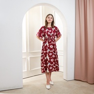 Lalucuku Home Dress Daster Viona Red Jam Short Sleeve Sleepwear Modern Nursing Friendly