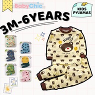 Baju Tidur Lengan Panjang Set Long Sleeve Pyjamas Baby Kids Pakaian Malam Cotton 3 Months - 6 Years