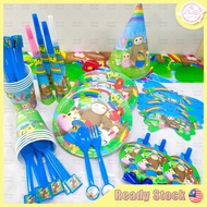 ⚡️Ready Stock⚡️Theme Didi &amp; Friend Birthday Party Decoration Disposable Tableware Flag Banner Plate Spoon Fork Cup