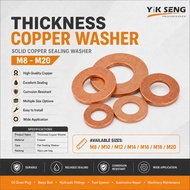 Copper Washer Oil Seal Flat Ring Gasket M8-M20 Crush Sealing Washer Set (THICKNESS)