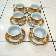Cangkir keramik teh, kopi  Fiori design by Italy. 6 set.