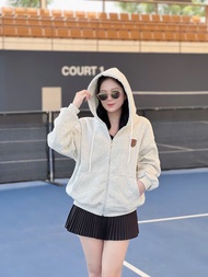Áo Khoác Nữ Form Rộng Hoodie dưới 70kg Cao cấp boxy phối màu form rộng cho Nữ