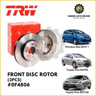 (2@pcs) DF4806 TRW Front Disc Rotor Set Perodua Alza 2014 Vios NCP93 NCP150 J /E Spec (255mm)