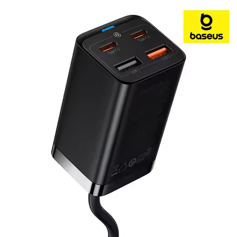 Baseus Multi Charger 4 Port USB Fast Charger 65W Gan3 Pro 2C+2U (1m)