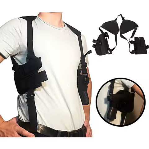 Tactical Holster Underarm Hidden Shoulder Universal Holster with Dual 9mm Pouch for GL 17 19 Beretta