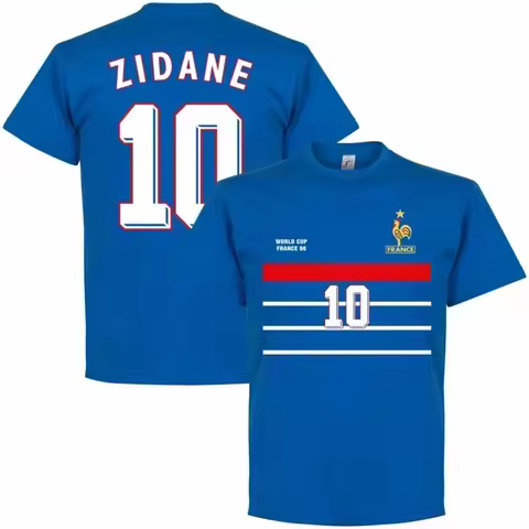 France Retro 1998 Zidane 10 Tee Summer Breathable Comfortable Pure Cotton for Men and Women Casual S