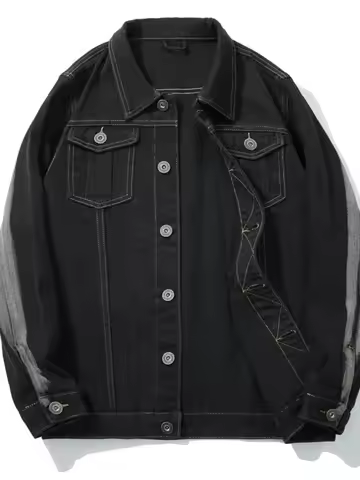 8XL 150kg 7XL Plus-size Men's Ombre Denim Jacket Oversized Korean-style Durable Top Loose Trendy Lon