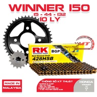 Honda Winner X / GTR 150cc chain sprocket, RK black gold chain 428HSB (10mm)