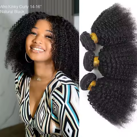 Raw Indian Afro Kinky Curly Human Hair Bundles 4B 4C Natural Virgin Curly 100% Soft Human Hair Weave
