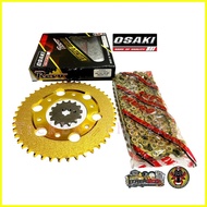 ◐ ✗ ◊ FZ-16 & SNIPER150 Osaki Lucky Gold Chain and Sprocket Set [ Made in Thailand]