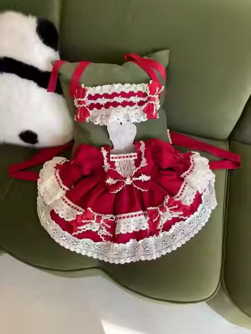 0-12Y Baby Girl Christmas Vintage Red Dress Set for Birthday Photography Holiday B504