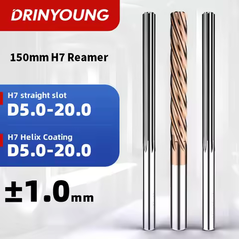 DRINYOUN 150mm extension alloy H7 spiral groove coated reamer straight groove reamer CNC machining