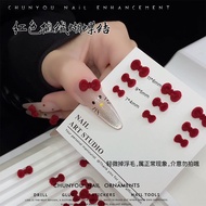 50 Red Flocking Bow Ties White Black Bow Ties KT Resin Diamond Ornaments Christmas New Year Manicure