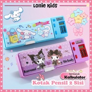 2-Sided Character Magnetic Calculator Pencil Case Drawer Pencil Case with Calculator Sharpener Magne