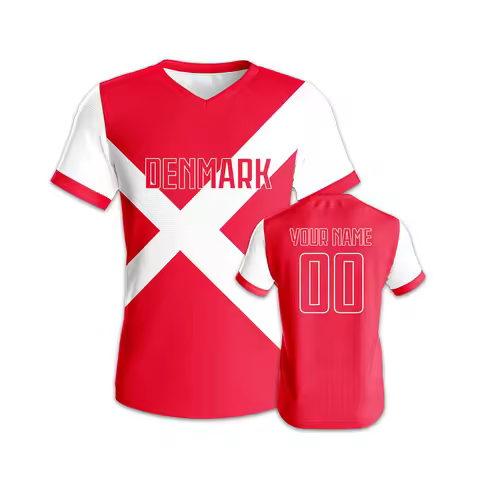 Custom Denmark Soccer Jersey Personalized Football Shirt with Printed Name Number Men Women Youth Tr