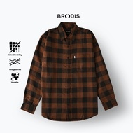 KEMEJA Broodis Canbera Coffee Long Sleeve Flannel Shirt