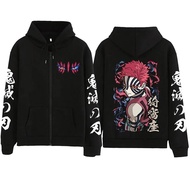Nzipper jacket Hoodie akaza - new Anime Demon Slayer INFINITY Castle Akaza Printed Zipper Hoodie