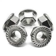 M10 FINE STAINLESS STEEL FLANGE NUT P1.25 SS304 FLANGE NUT M10 FINE THREAD