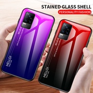 Casing For Vivo V21e V 21e VivoV21e V2061 Case Gradient Tempered Glass Case Back Cover