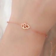 New Rose Gold 18K Fashion AU750 Fine Jewelry Satellites Double Hearts Bracelet for Women