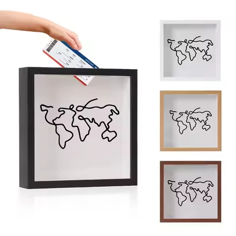Transparent adventure map archive box, travel shadow box, photo frame, memory , ticket collection, m