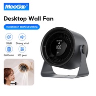 MeeGoo Desktop Fan Portable Silent LED Digital 100 Gear Strong Wind Circulating Turbo Fan Wall Mount