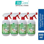 [Ready Stock] 4 x 500ml Biocare Instant Hand Sanitizer Liquid (SPRAY) with Aloe Vera (75% alcohol)
