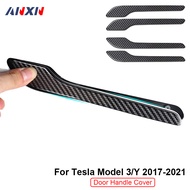 For Tesla Model 3Y 2017-2021 Car Door Handle Cover Trim Protector Sticker Door Handle Wrap Kit ABS Car Accessories 4Pcs