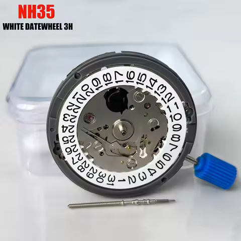 New NH35 Automatic Movement 24 Jewelry High Accuracy Mechanical White Day Date 3 O'clock Crown 3.8' 