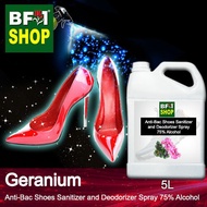 Antibacterial Shoes Sanitizer and Deodorizer Spray (ABSSD) - 75% Alcohol with Geranium - 5L