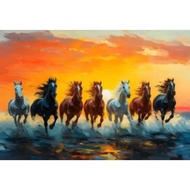 Wall decoration printed painting plus 7 horse picture frame size 100*70cm