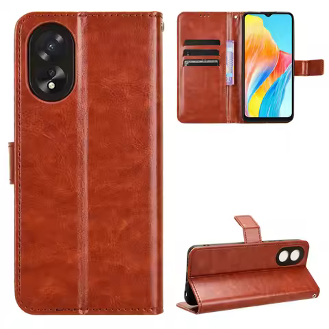 For OPPO A38 a18 4G Cover Anti-fall Leather Phone Case Non-slip With Lanyard Stand Holder For OPPO A
