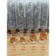 L14- Gelas Cup dan Tutup Cup Bermotif Tiger Tebal 12Oz 14Oz 16Oz 18Oz 22Oz - 50pcs Starindo / Cup Ov