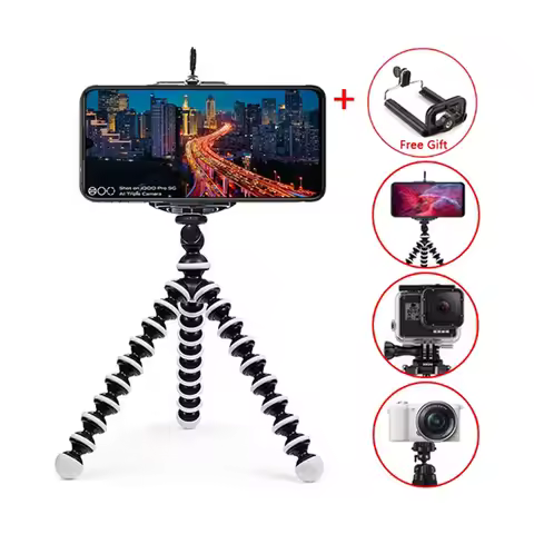 Mobile phone tripod, mobile phone camera holder clip, smartphone monopod, octopus mini tripod