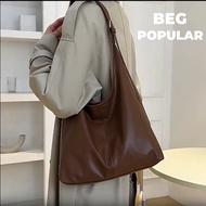 New Rekaan Klasik Vintage Beg Bahu PU Leather Handbag Casual Commuter Large Capacity Women Underarm 