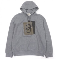 全新未使用 □HERMES Hermes 2023 Armor/Decare 羊皮細節套頭連帽衫 灰色 M 碼 義大利製造 男款