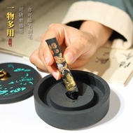 Yantai Rough Stone Natural Ink Plate with Lid Brush Calligraphy Dedicated Ink Plate Ink Grindable In