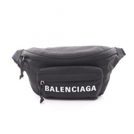 [二手] BALENCIAGA Wheel Belt Pack 腰包、斜背包，533009，黑色/白色尼龍。
