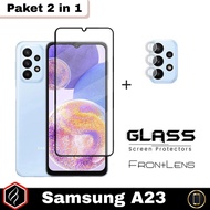 LAYAR 2 in 1 Tempered Glass Package SAMSUNG A23 Anti-Scratch Screen Full Cover Free Camera Protector