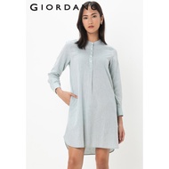 GIORDANO WOMEN Women's Linen Cotton Long Sleeve Dress 0 05465201