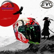 [SG Seller 🇸🇬] PSB Approved Evo RS9 Samurai Gloss White Red Open Face Helmet Japanese Japan Art Bushido