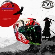 [SG Seller 🇸🇬] PSB Approved Evo RS9 Samurai Gloss White Red Open Face Helmet Japanese Japan Art Bush