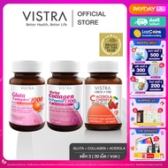 [ Gluta + Collagen + Vit C Set 3 ขวด ] VISTRA Gluta Complex 1000 Plus Red Orange Extract ( 30 เม็ด )