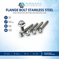 Flange Bolt Bolt M8 x 20 (2 cm) Stainless 304 A2-70 (10 key) 12 Thread/